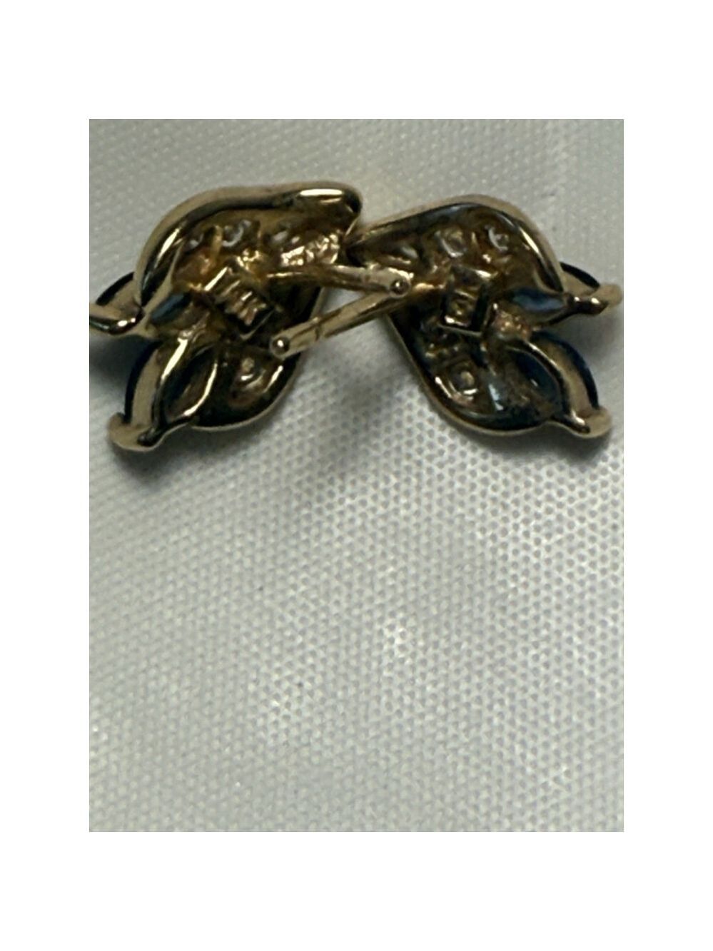 14K Yellow gold Diamond Marquise Blue Sapphire Earrings - Picture 3 of 12